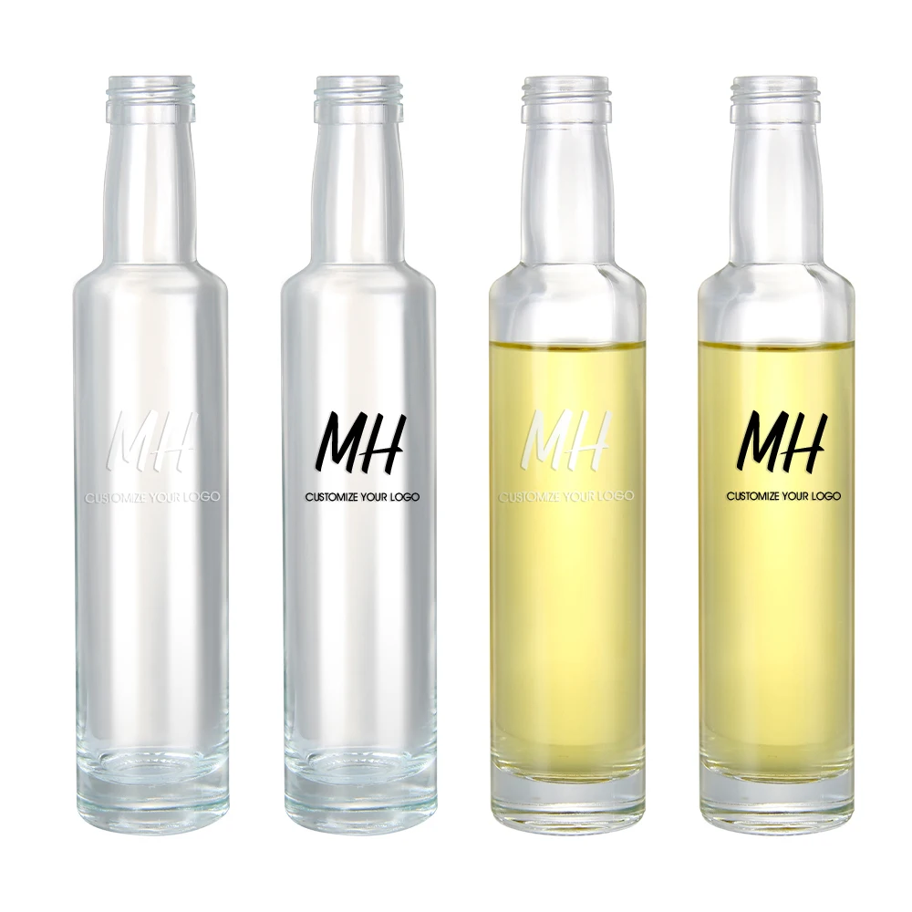 Manufacturer Supply 250ml 500ml 1000ml Clear Round Glass Container Dorica Empty Coconut Cooking Olive Oil Bottle with lid