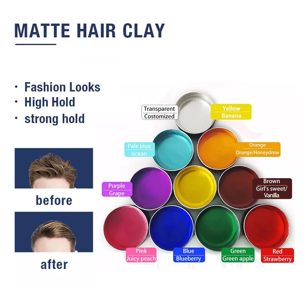 Professional best wholesale oem pomade factory own private label silver color container jar gel men hair wax styling for men