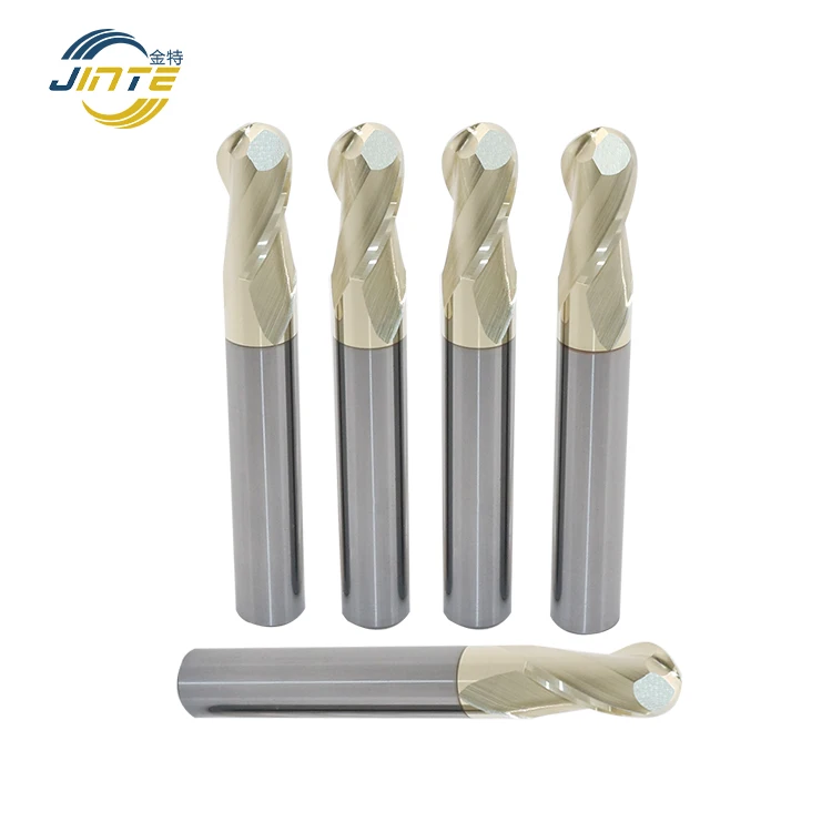 JINTE HRC65 Two Flutes Solid Carbide Ball Nose End Mill CNC Cutter 10X75mm safety solid aluminum carbide cnc milling cutters