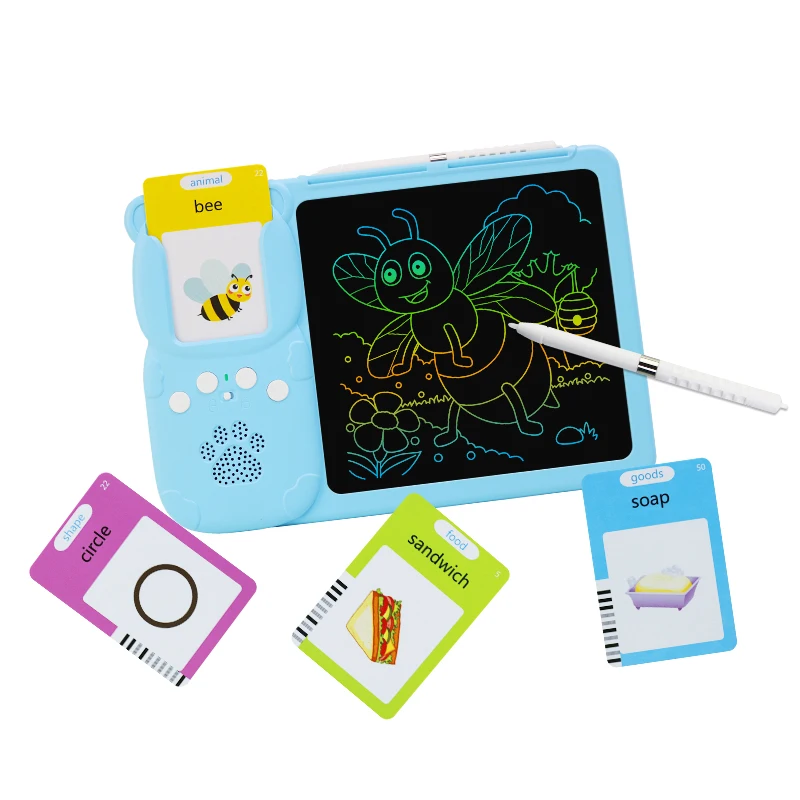 English Animal Emotion 112 224 Sight Words flash card reader with writing tablet for kids lcd writing tablet with card reader