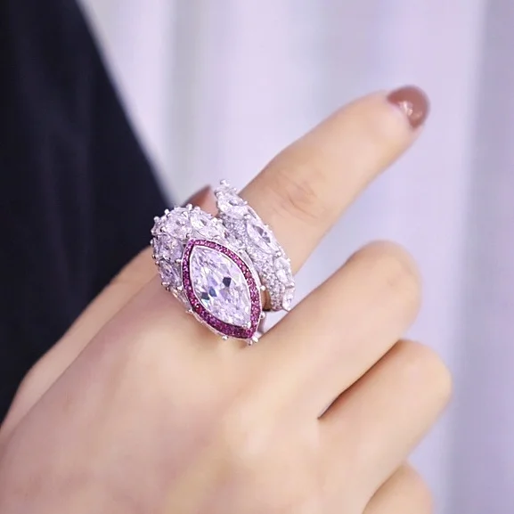 Хип-хоп 925 пробы серебро Циркон животное Золотое Ювелирное кольцо змея кольцо для женщин 2021