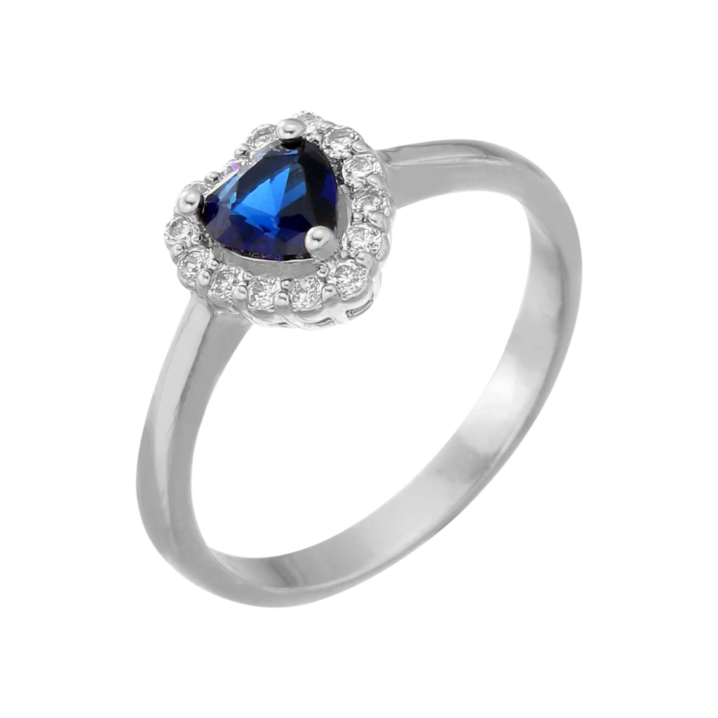 
New Romantic Women Gold Heart Ring Blue Zircon Rings Girls Lovers Gifts Anniversary 