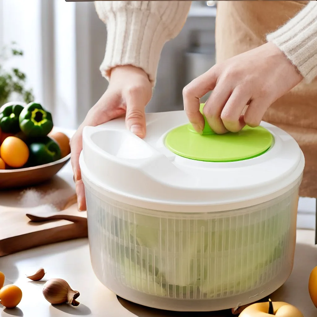 Kitchen 360 Degree Drain Basket Manual Multifunctional Lettuce Salad Spinner Dryer with 2 Blades Vegetable Cutter Slicer