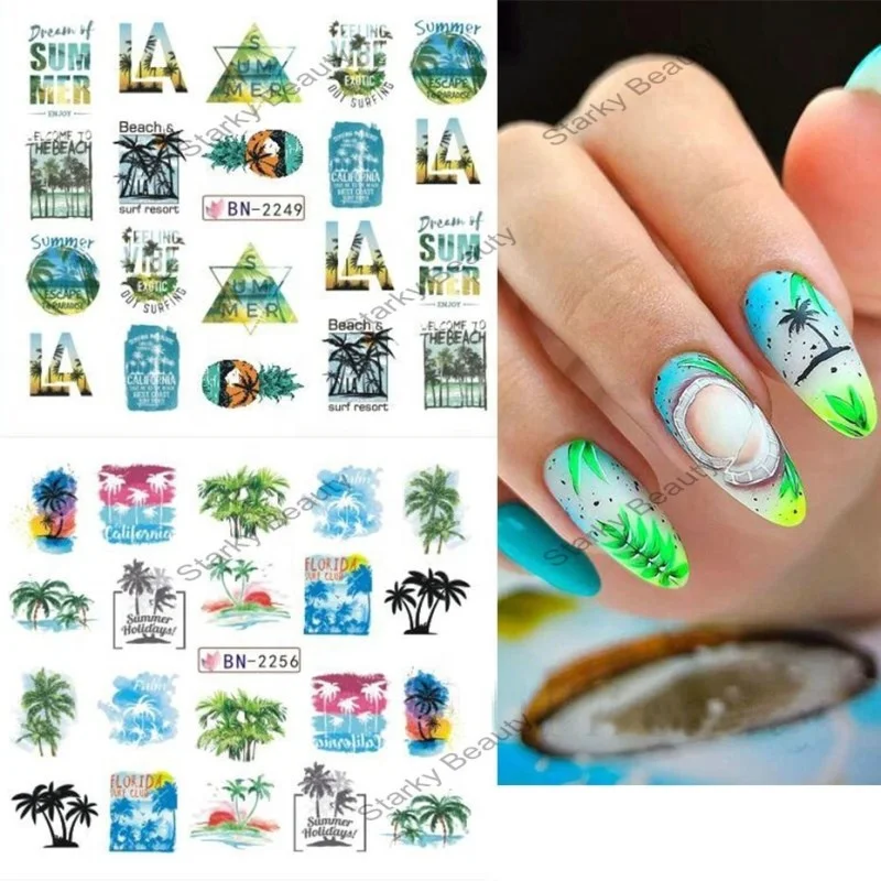 Nail art sticker water transfer printing 2d nail decal fashion design nail stickers