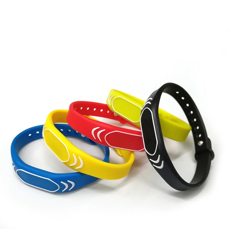 SUNLAN Adjustable Waterproof Silicone Wristband 13.56Mhz NFC RFID Bracelet with Rewritable Key for Access Control Cards