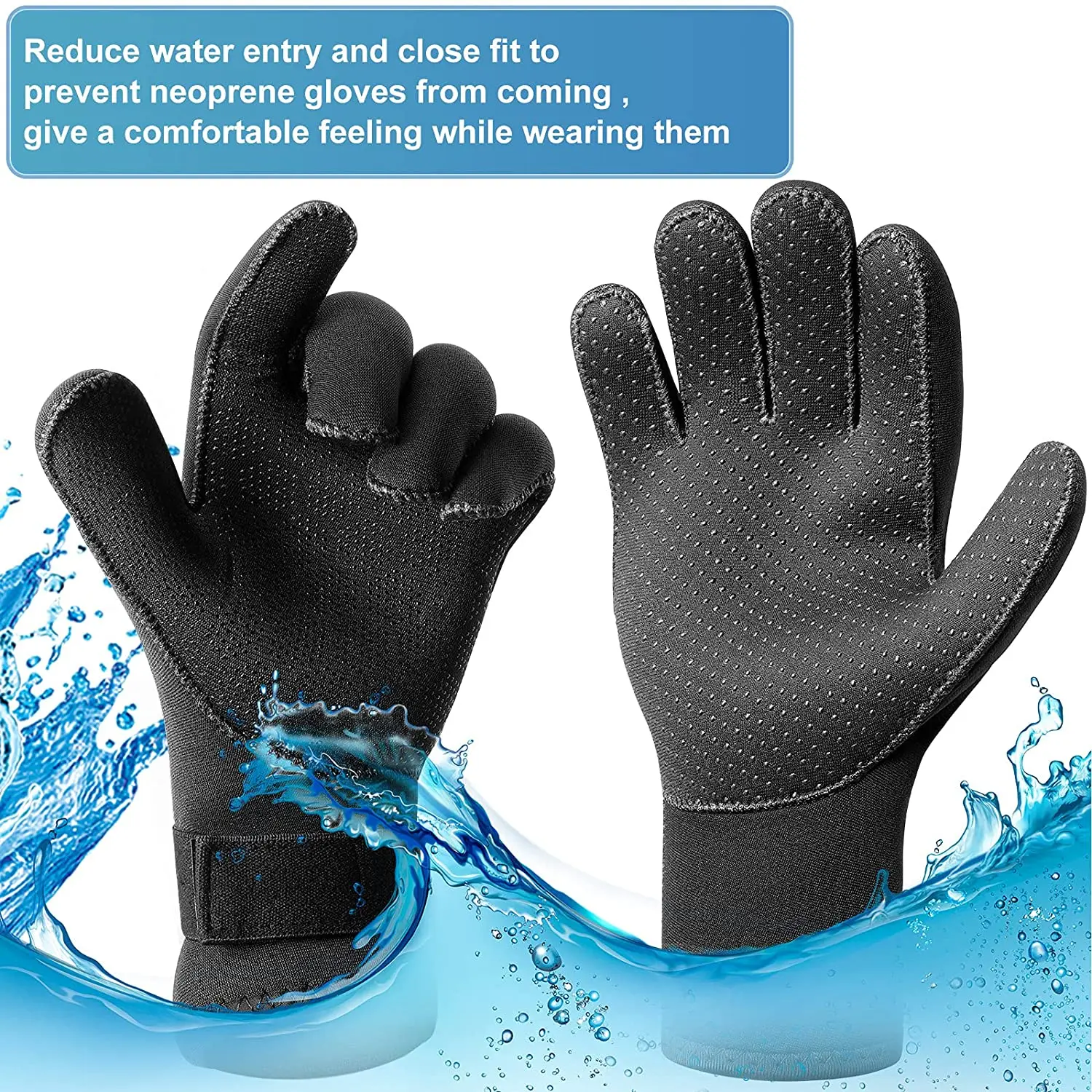 Thermal Anti Slip Flexible Dive Water Gloves Neoprene Scuba Surfing Wetsuit Diving Gloves with Adjustable Waist Strap