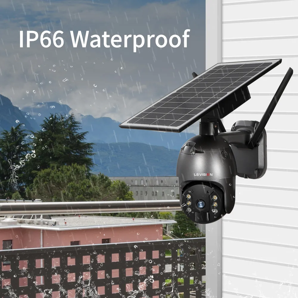 LS VISION 4MP 8 Вт солнечная панель Батарея IP67 Водонепроницаемый 4G PTZ камера металлический корпус Безопасности уличная видеонаблюдения