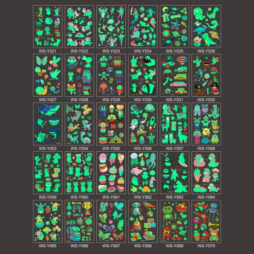 Cartoon Tattoo Stickers Luminous Child Toy Temporary Tattoos Glow Paste On Face Arm Leg Body Sticker