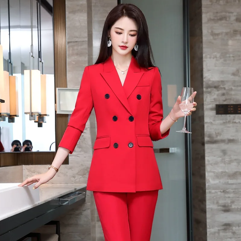 Factory wholesale custom red suit suit female fashion Korean temperament host formal dress business suit