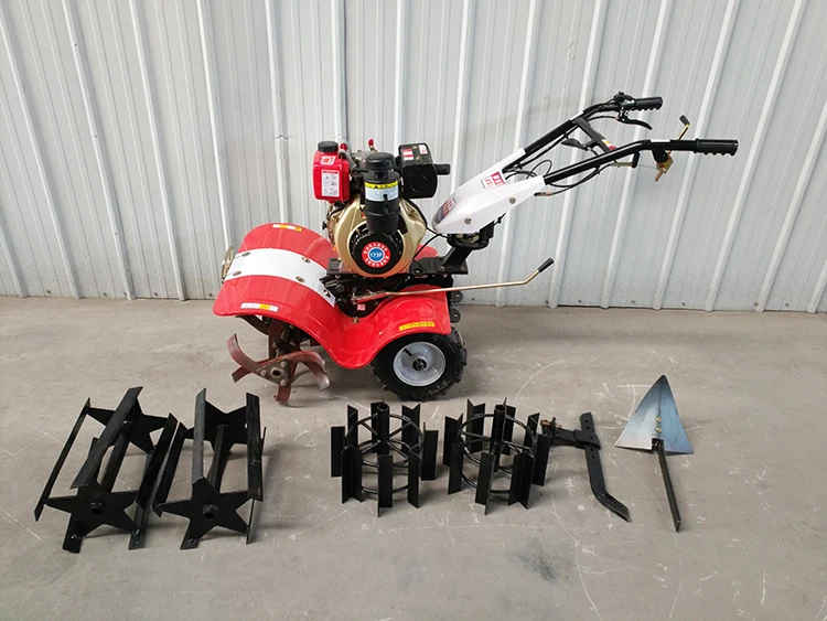Agriculture greenhouse rice garden equipment tools mini cultivator machine tiller plough wheel farm mini power tiller