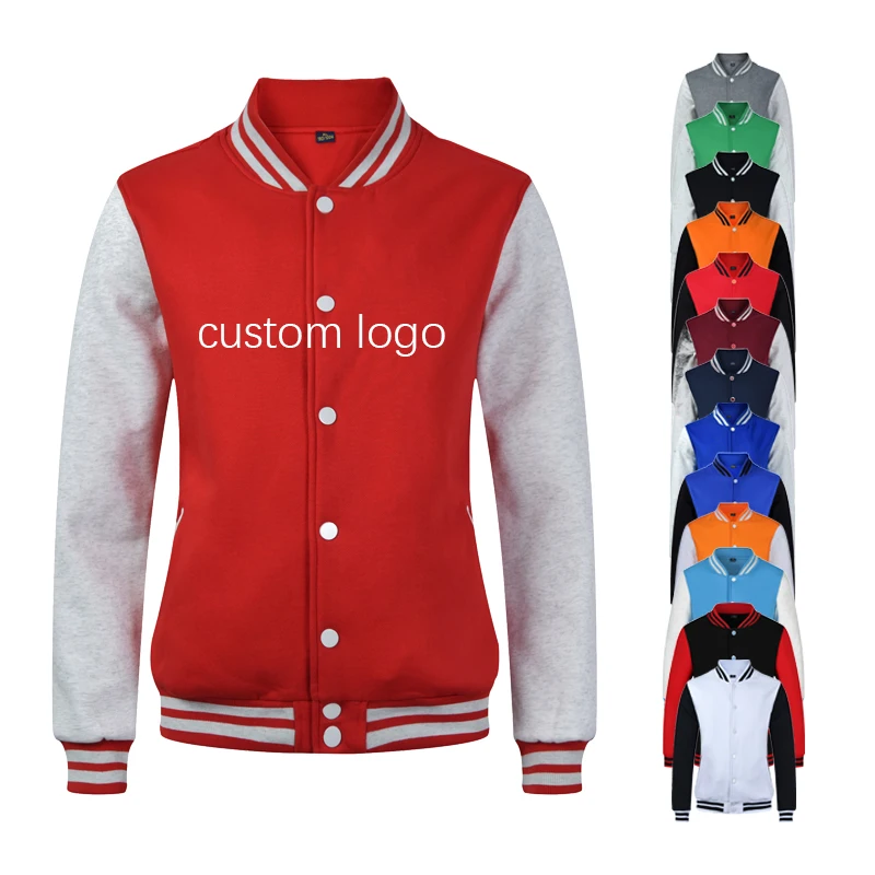 
Custom print logo wholesale blank plain polyester style college black varsity boys women ladies bomber baseball jacket for men 
