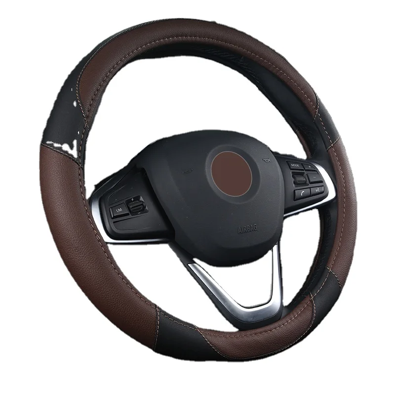 Suitable for BMW IX1 Carbon Fiber Leather Steering Wheel Cover Elastic with No Inner Ring Four Seasons General Handlebar Cover