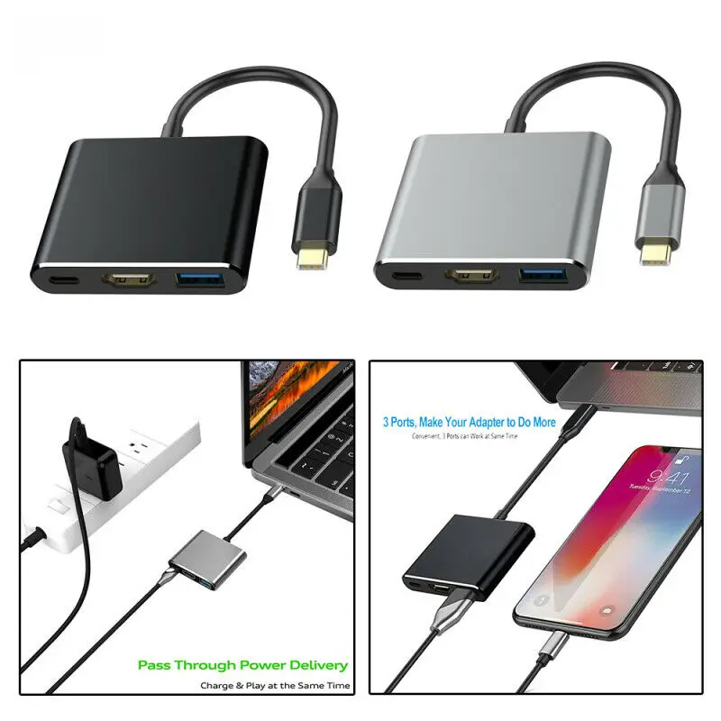  Кабель с разъемом типа C USB 3 1 к USB-C 4K HD 0 адаптер в хаб для Apple