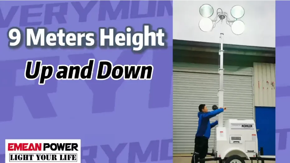 led construction mobile high mast antenna telescopic mast for lighting tower with generator for tower building