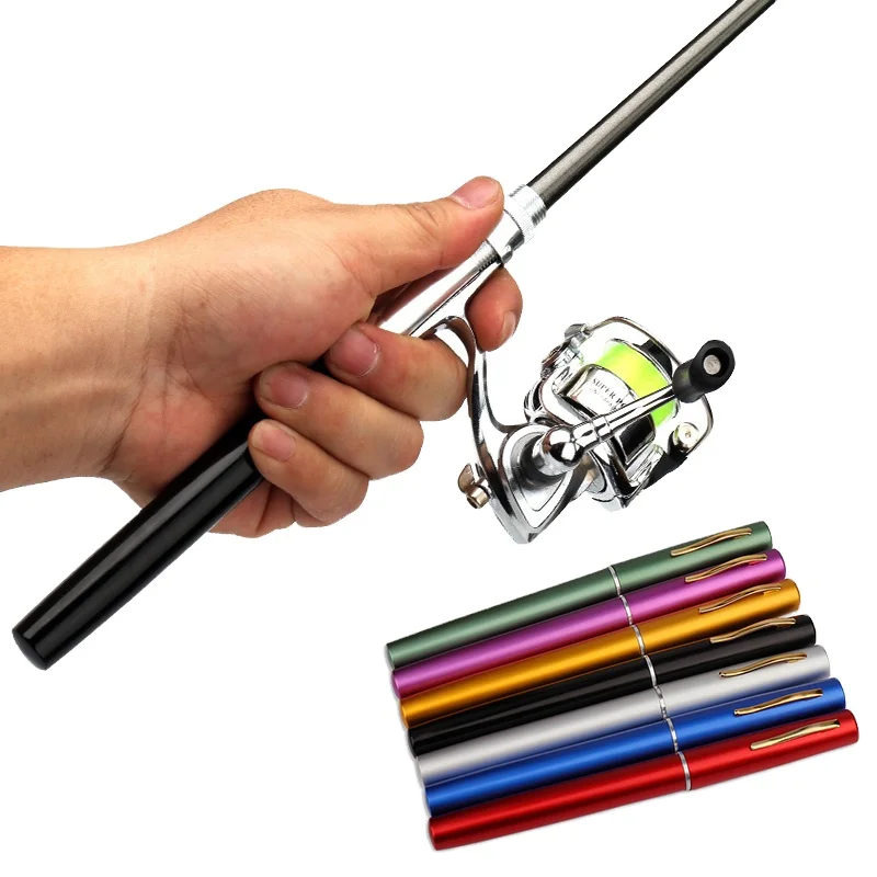 FISHGANG 1m 1.4m quality telescopic pocket mini fishing rod in pen case pen fishing rod and reel combo