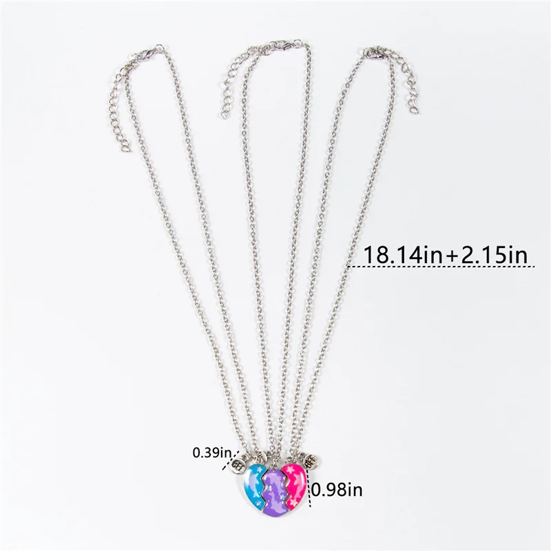 Friendship Necklace Best Friend Necklace for 3 Girls Magnetic Matching Heart Pendant BFF Dolphin Necklaces