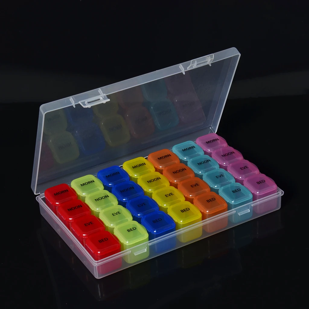 Monthly Pill Box am/pm Pill Organizer box for 7 Days 28 Compartments pill packaging box