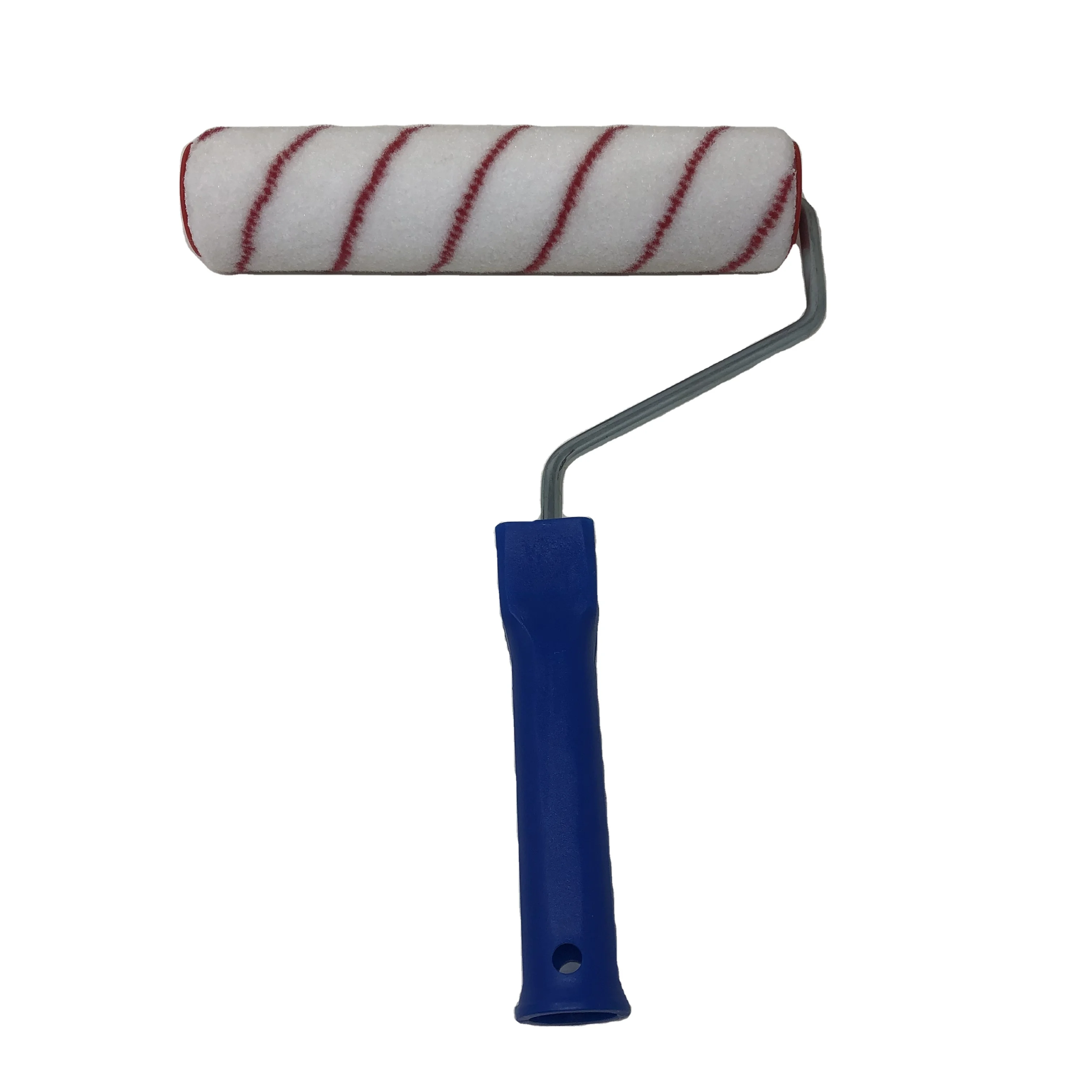 European Style Painting Roller Red Strip Blue Plastic Handle White Wool Paint Roller Set