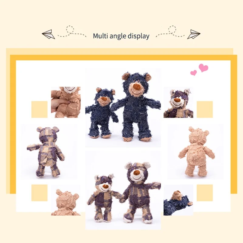Durable linen Bear plush dog toy Squeaky Interactive dog toy Puzzle Bite anti-grinding tooth cleaning pet toy