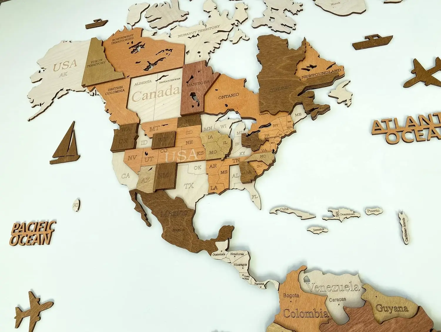 Wooden World Map 3D Art Large Wall Decor Any Occasion Gift Idea Wall