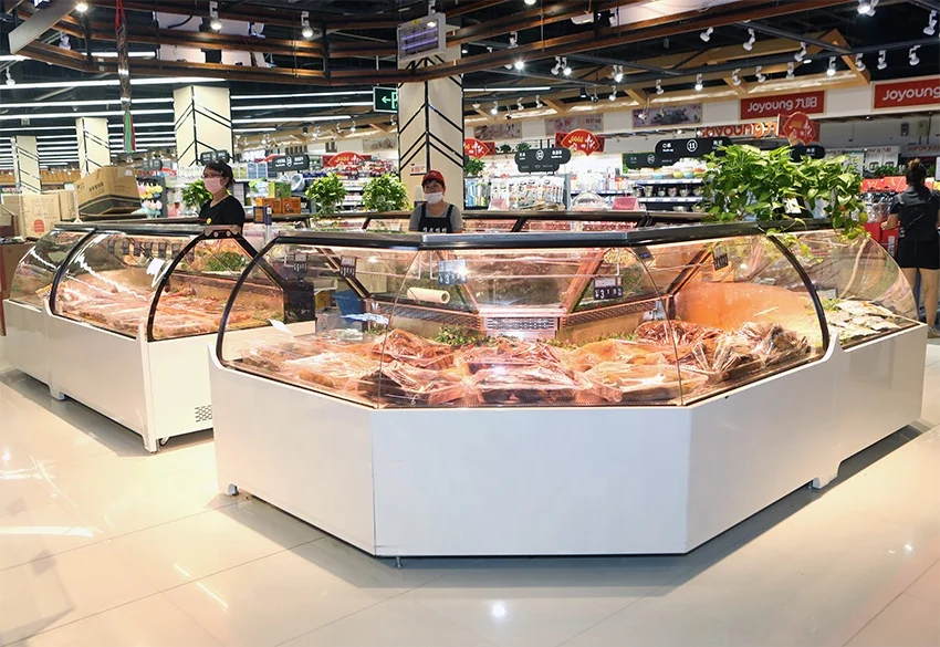 refrigerated showcase meat display fridge cooler fridge fish display cabinet meat display chiller commercial cooler