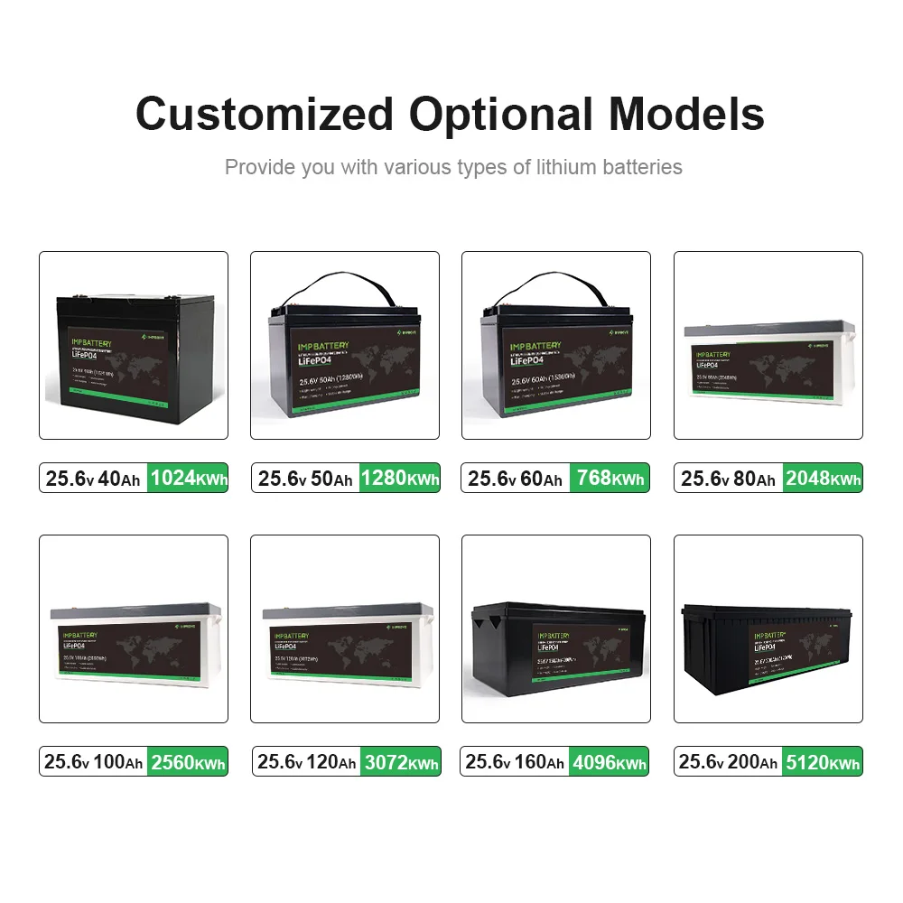 IMPROVE Manufacturer 25.6V 100Ah 300Ah 400Ah Lithium Ion Battery BMS Waterproof Electric marine 200Ah 24v LiFePo4 Battery
