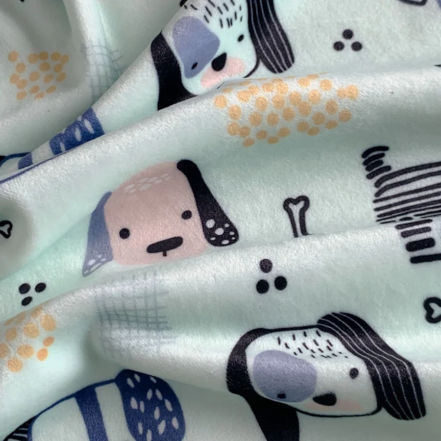 NO MOQ Custom Printed soft Minky spandex stretch precut fabric