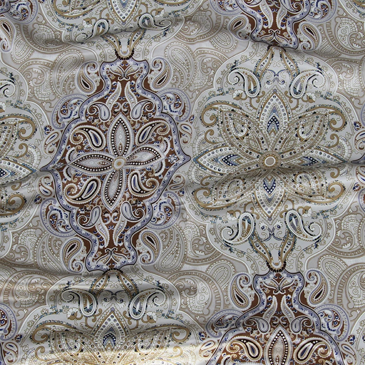 Best selling natural silk screen floral mulberry printed pure satin silk fabric