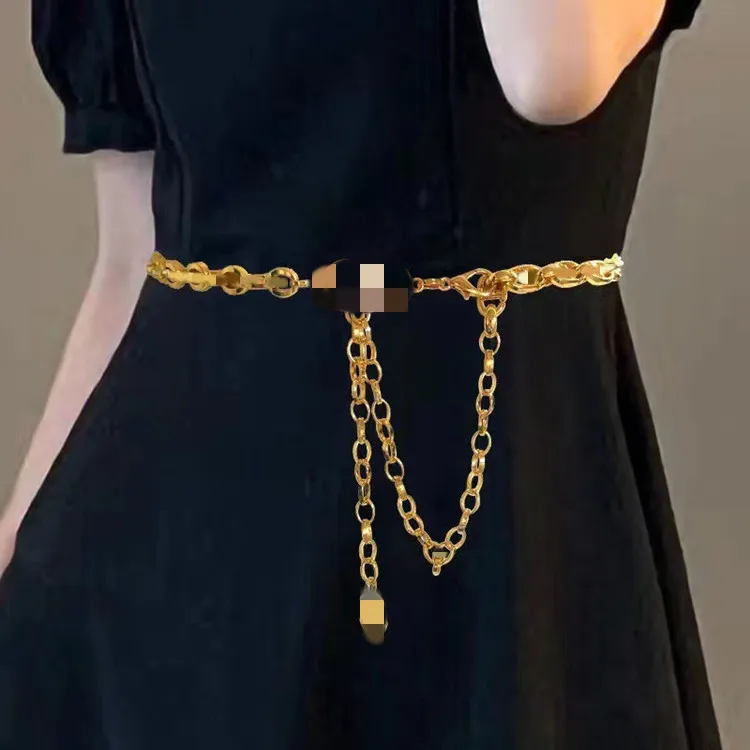 Wholesale Designer Chain Belts Ladies Gold Chain Belt with Letter for Women Dress Waist Chain Belt