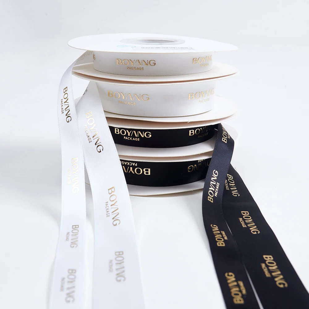 Boyang Customized Logo Printed Mixed Colors Double Faced Satin Gift Ribbons