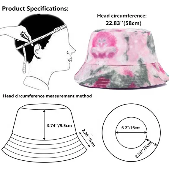 Wholesale Embroidery Designer Custom Reversible Cotton Fisherman Tie-Dye And Pastel Women Man Double Sided Tie Dye Bucket Hat