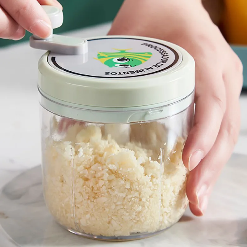 Hand Press Garlic Chopper Portable Vegetable Cutter Cordless Mini Food Processor Vegetable Chopper Blender Garlic Press Crusher