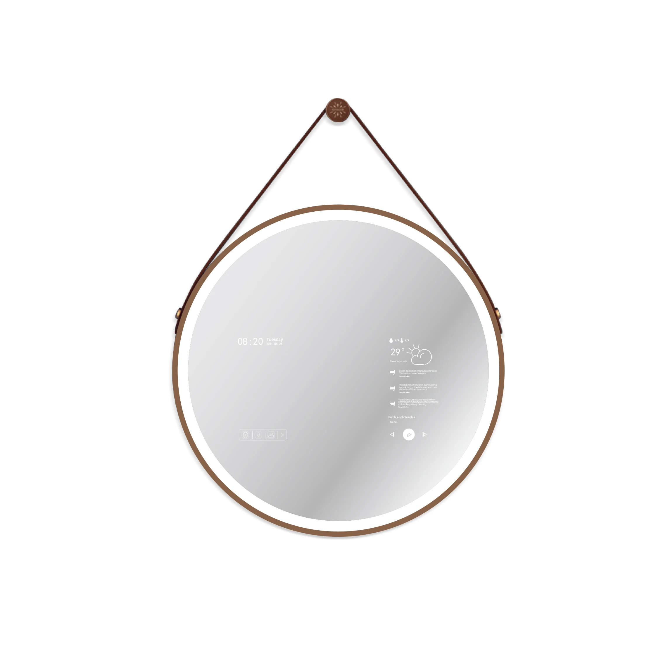 Round bathroom lcd tv mirror hotel bathroom tv frameless waterproof smart mirror tv