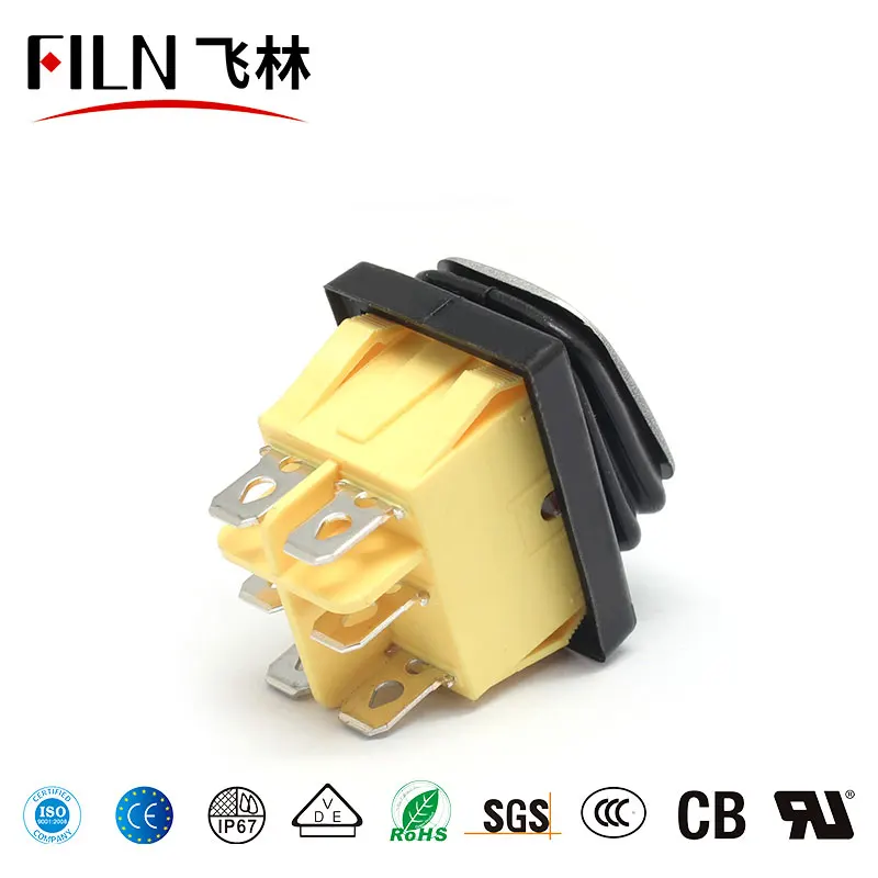 FILN On-Off-On 3 Position Boat Electrical Panel Waterproof 12v Square Rocker Dot Boat Led Light Toggle Switch