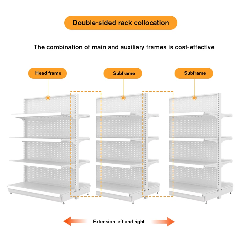 Heavy-Duty Single-Sided Modern Metal Supermarket Shelves Open Car Display Racks Supermarket Grocery Stores