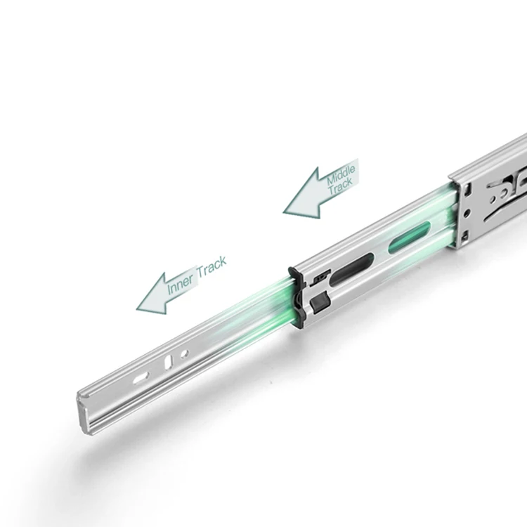 Ronghui Soft Telescopic Full Extension 3-fold Cold Rolled Steel Drawer Fittings Damping Ball Bearing Slide Rail