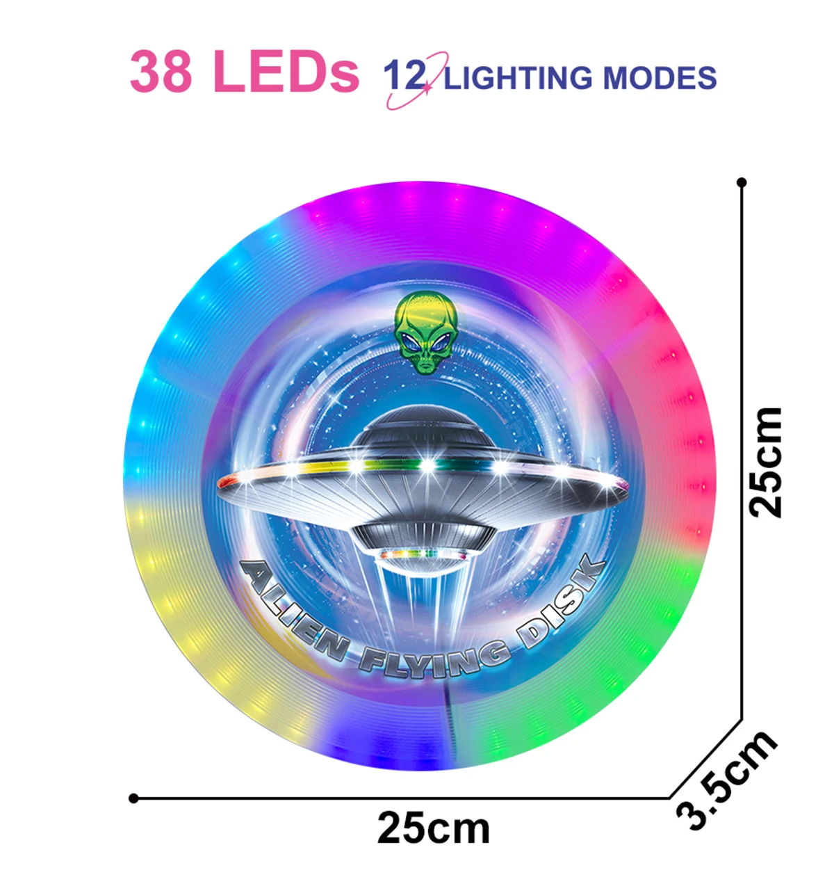 Waterproof light up Flying Disc Ultimate frisbeed Outdoor Sports custom flying disc with 12 led lights modes