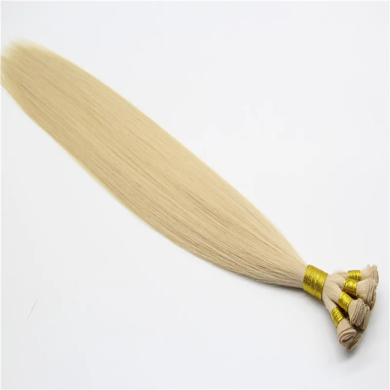 Mexican hand tied weft glow human hair extensions pony tail products color 613 box packaging