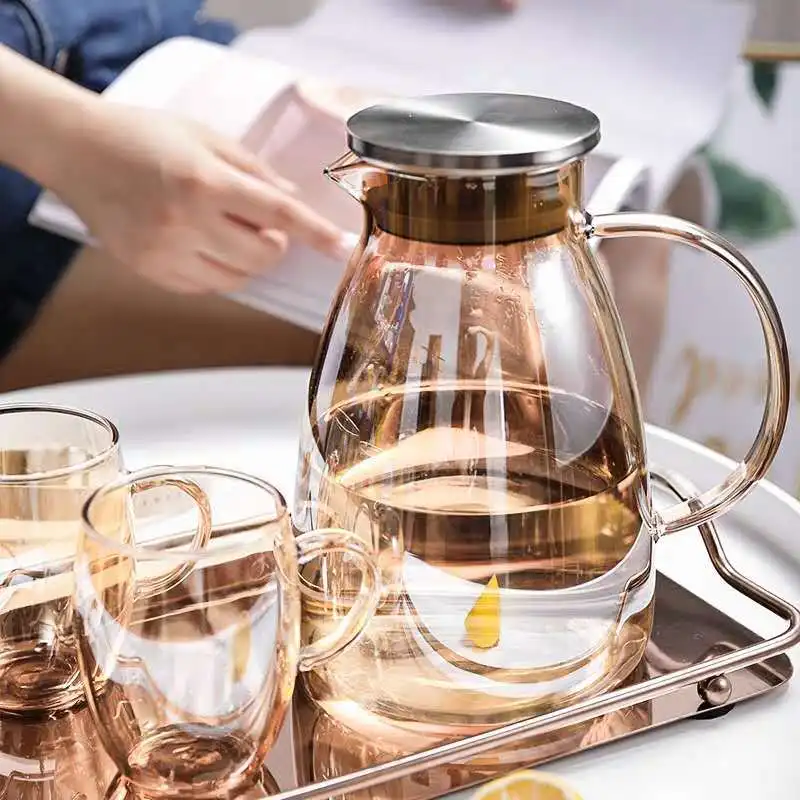 Hot Sale High borosilicate Nordic style water jug water pitcher with cups