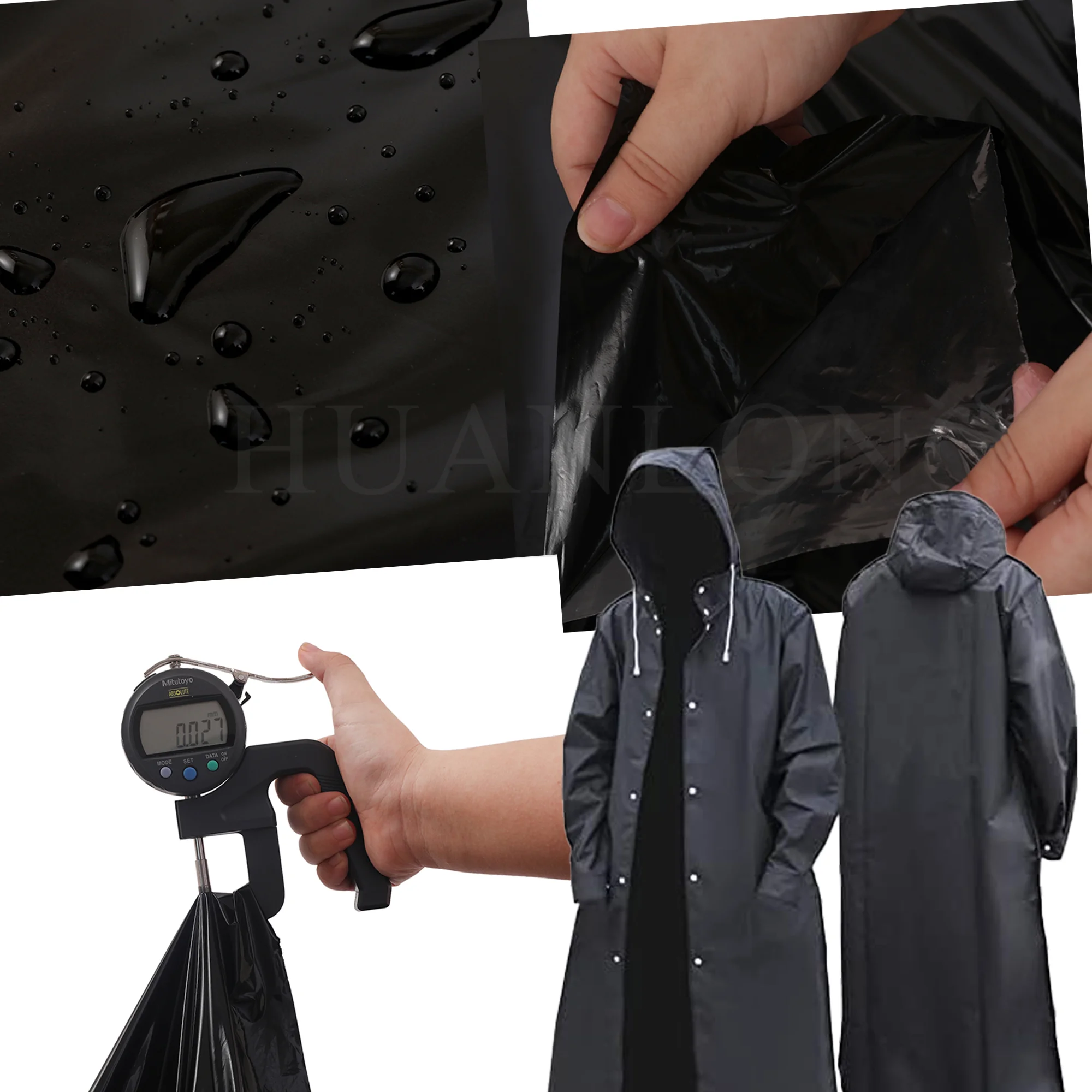 HUANLONG Wholesale Black TPU For Aprons Clothes Shoe Sole Factory Black TPU Film Thickness Customized For Black Raincoat