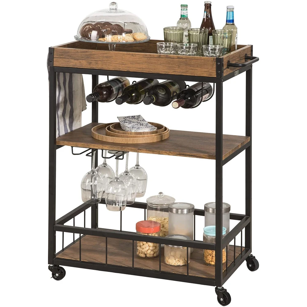 Home Bar Serving Cart Home Myra Rustic Mobile Kitchen Serving Cart Metal Serving Trolley