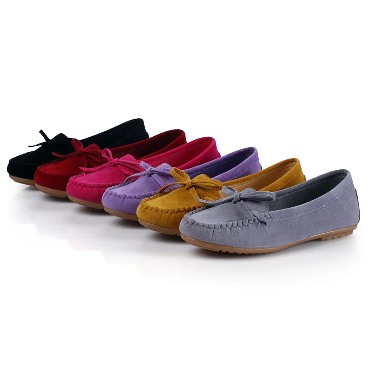Casual Moccasins Classic Soft Sole non-slip Loafers Women Bowknot Versatile Flats Comfortable Mother work shoes slides mules