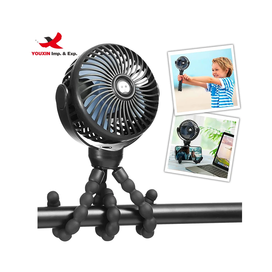 2023 Wholesale Flexible Tripod Clip Fan Rechargeable Lash Dryer Mini Usb Octopus Baby Stroller Fan With Ceiling