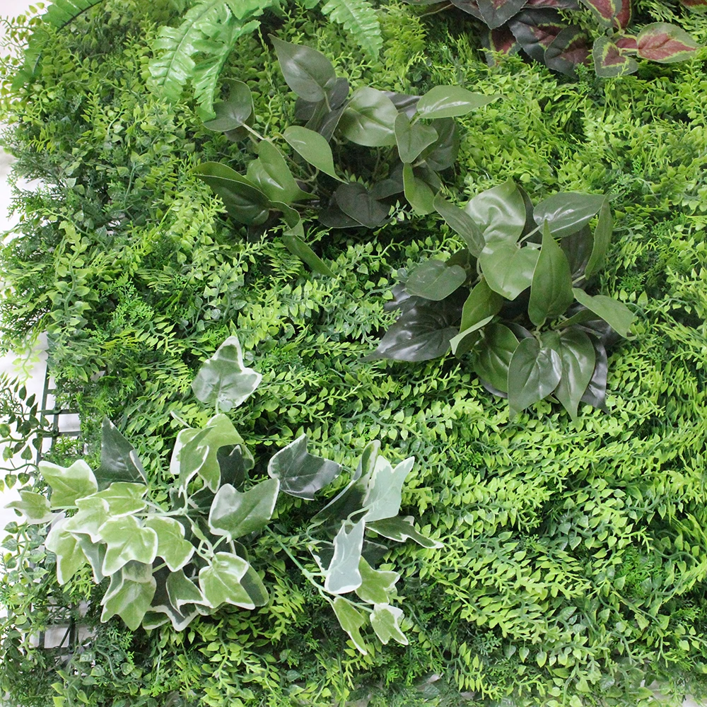 Mixed green plastic grass plants made artificial vegetal wall for indoor decoration