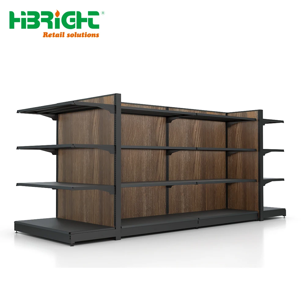 Supermarket Shelves Wood Storage Island Retail Shelving Shop Rack Liquor Store Wooden Display Shelf Gondola for Red Wine