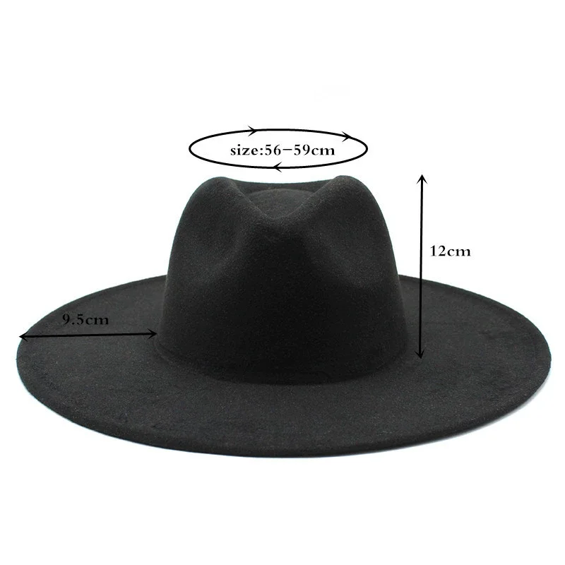 9.5cm Wide Brim Fieltro Sombrero High Quality Fashion Jazz Hats Colorful Flat Felt Fedora Hat For Men Women