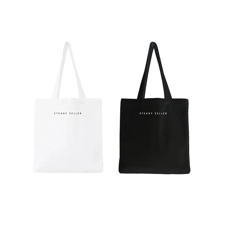 Wholesale Top Quality Black Big Canvas Tote Bag Cotton Shopping Bag Beach Tote Bag With Custom Printed Logo
