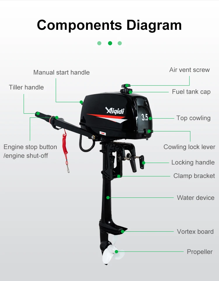 AIQIDI On sale 2.5HP 3.5HP 2 Stroke Outboard Engine T2.5 Outboard Motor