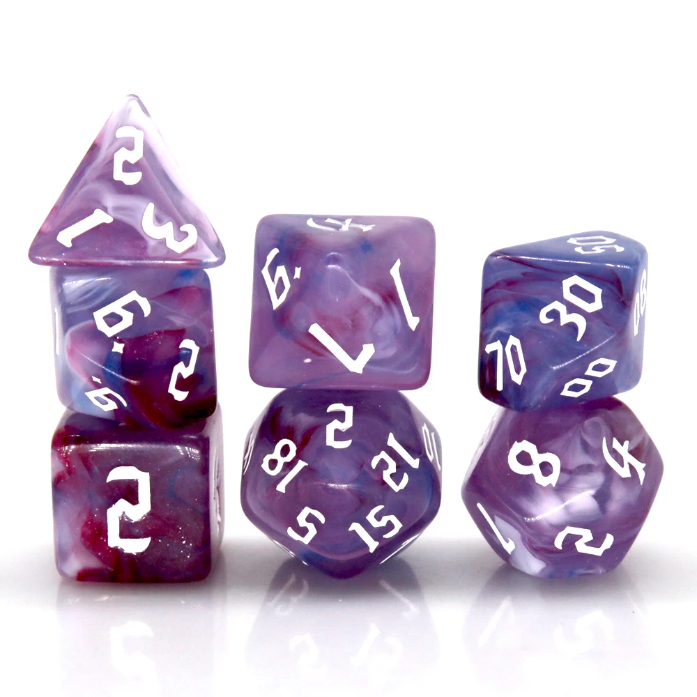 HS Dice Blend colors  Polyhedral DnD Mixed Color Dice 7pcs Set for RPG Dungeons and Dragons Board Games
