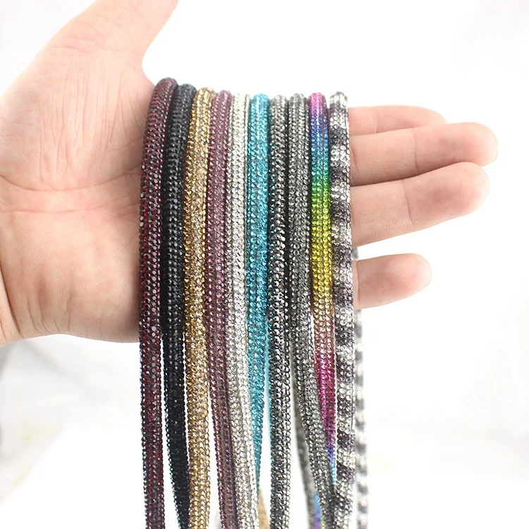 factory processes 8 rows of rhinestone rope chain round pipe DIY shoe accessories